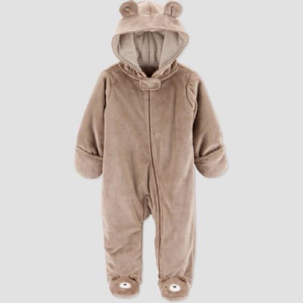 Carters Cozy Tan Kids One Piece Size 9 M - Picture 2 of 9